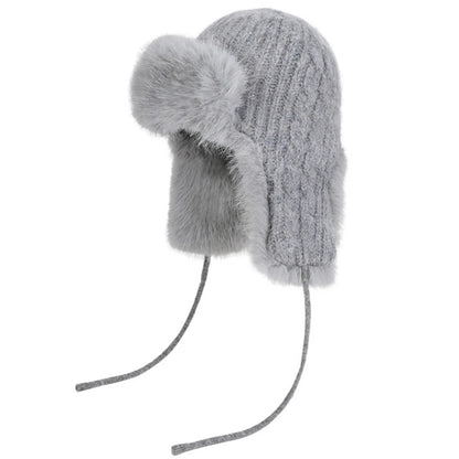 Ilulissat Fluffy Knit Trapper Hat in Gray