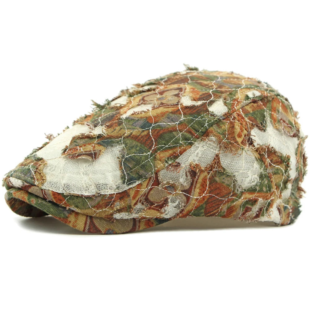 Padua Lace Breathable Beret in Green Coffee
