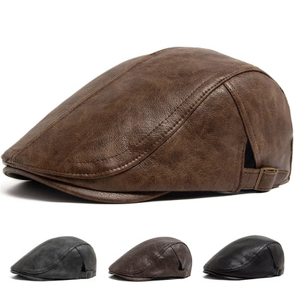 Premium Faux Leather Ivy Cap | English Winter Flat Cap | Urban Caps NZ
