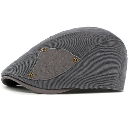 Derby Corduroy Patchwork Beret in Grey