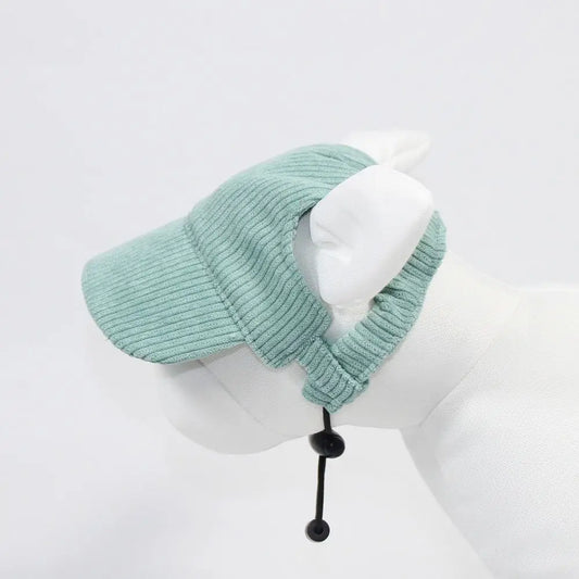 Corduroy dog cap in pink, green, khaki and blue
