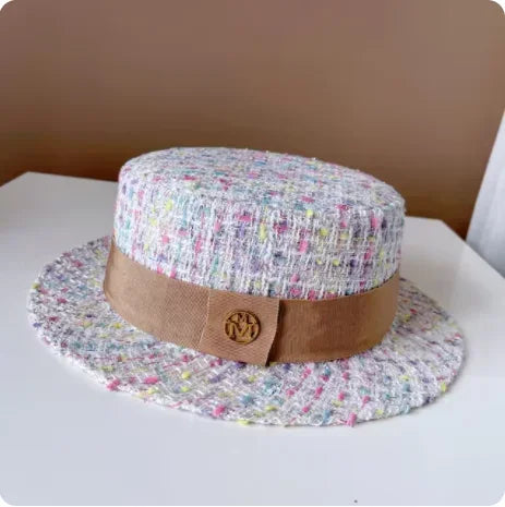 Belgravia Pearl-Trim Tweed Pillbox Hat in Multicolour