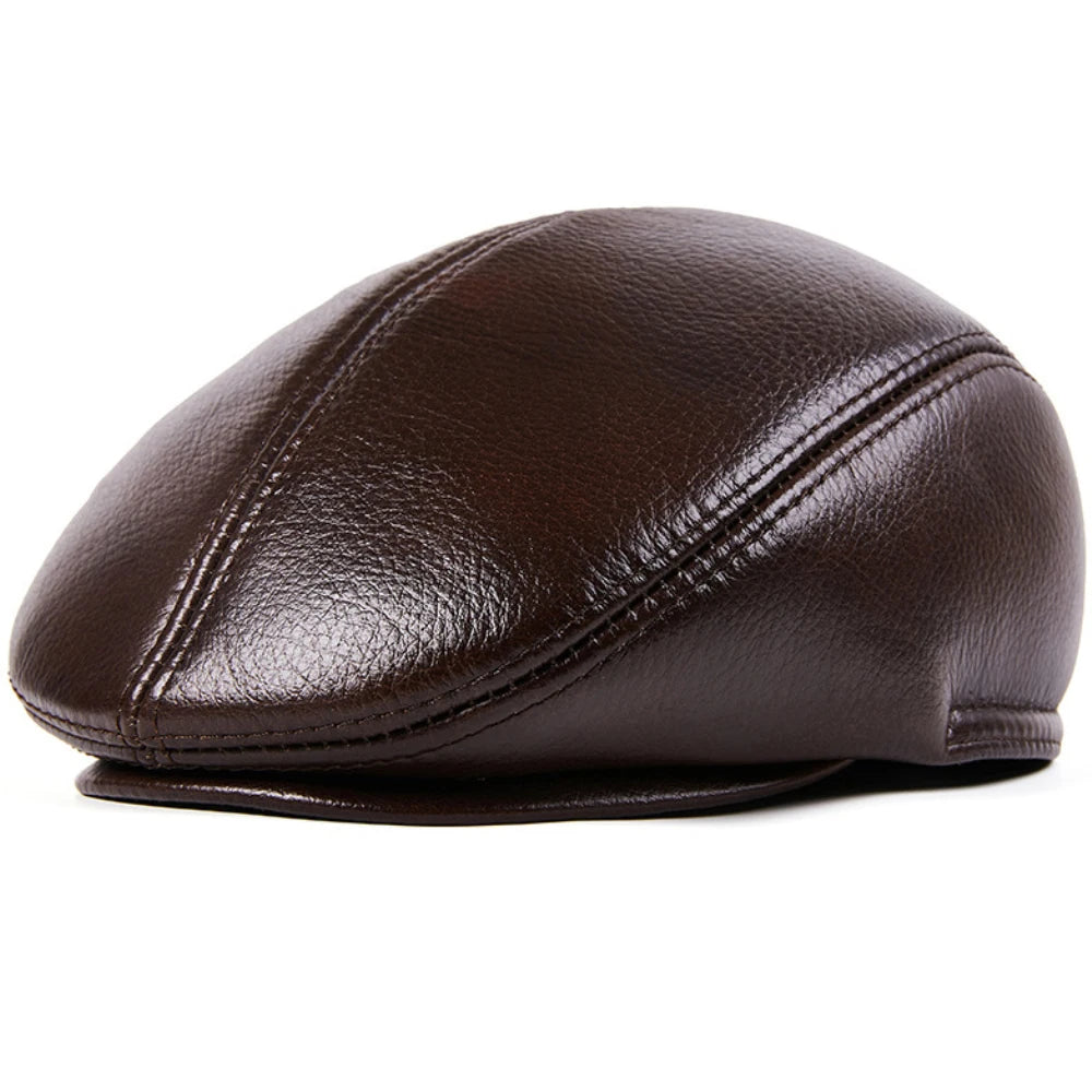 Sterling Leather Beret in Dark Red