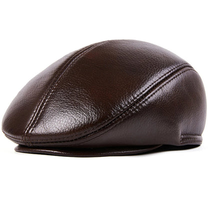 Sterling Leather Beret in Dark Red