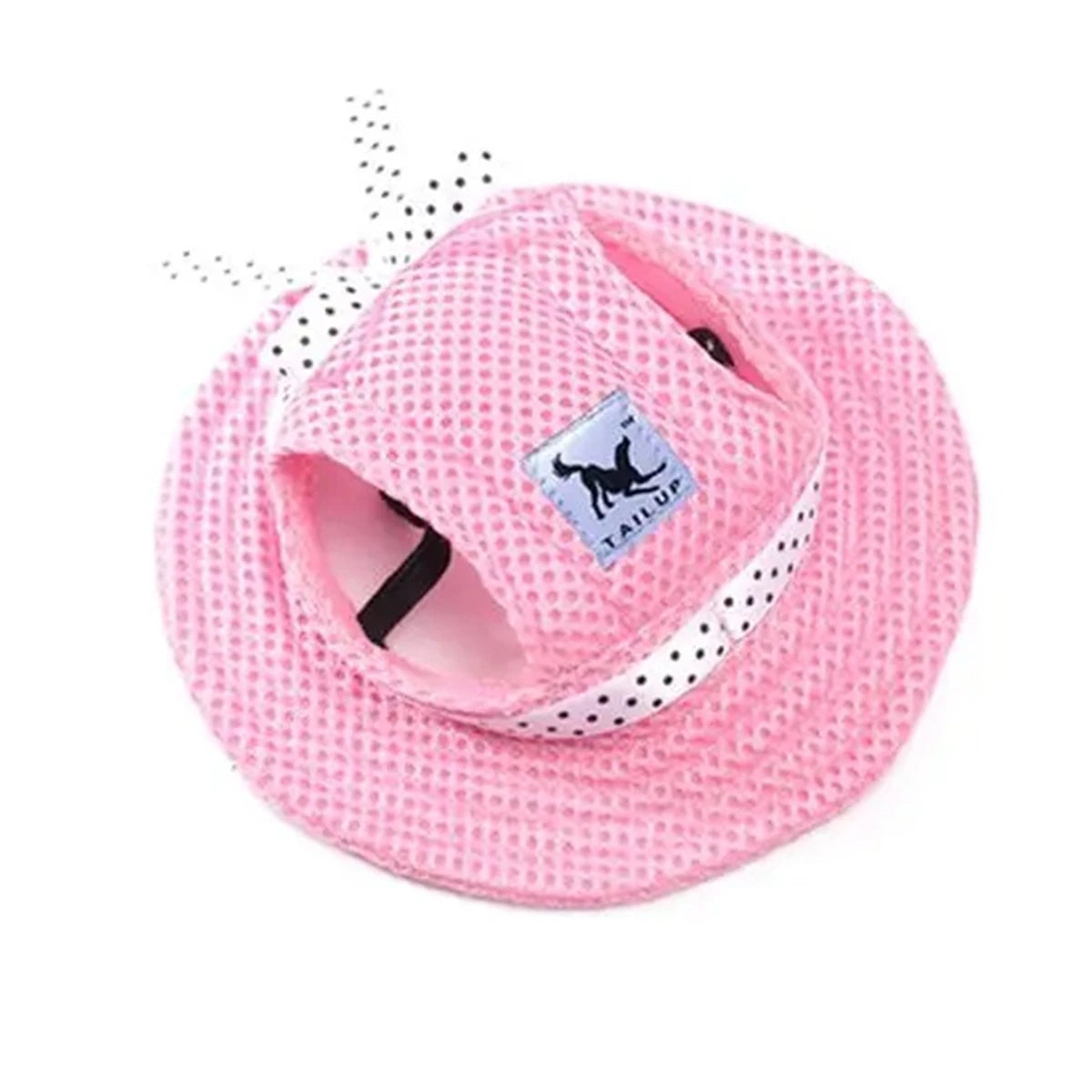Mesh dog baseball cap with ear holes in solid pink
