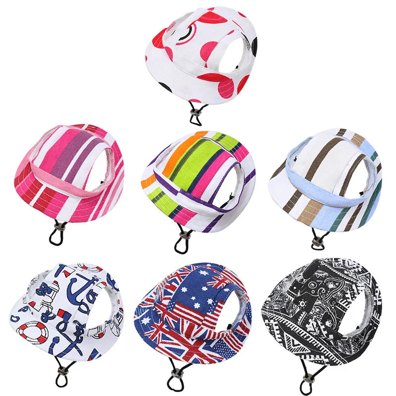 Dog baseball cap shown in six colours including navy and light green