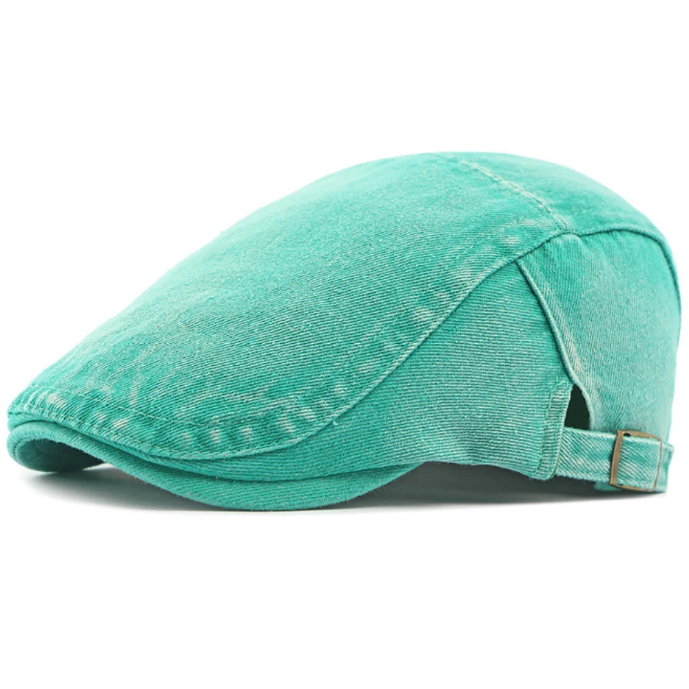 Falmouth Cotton Sun Beret in Acid Blue
