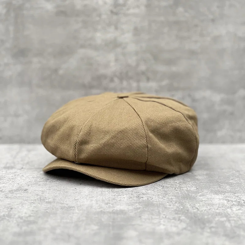 Kingston Twill Newsboy Cap in Dark Camel