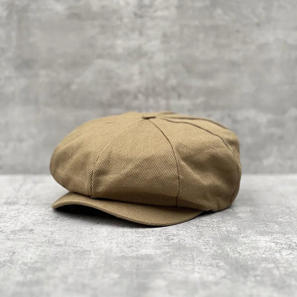 Kingston Twill Newsboy Cap in Dark Camel