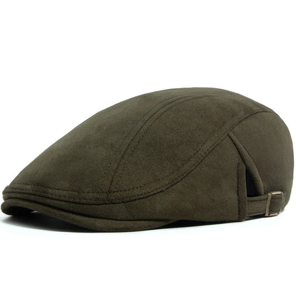 Faux Suede Side Buckle Ivy Cap | Retro Winter Flat Cap | Urban Caps NZ