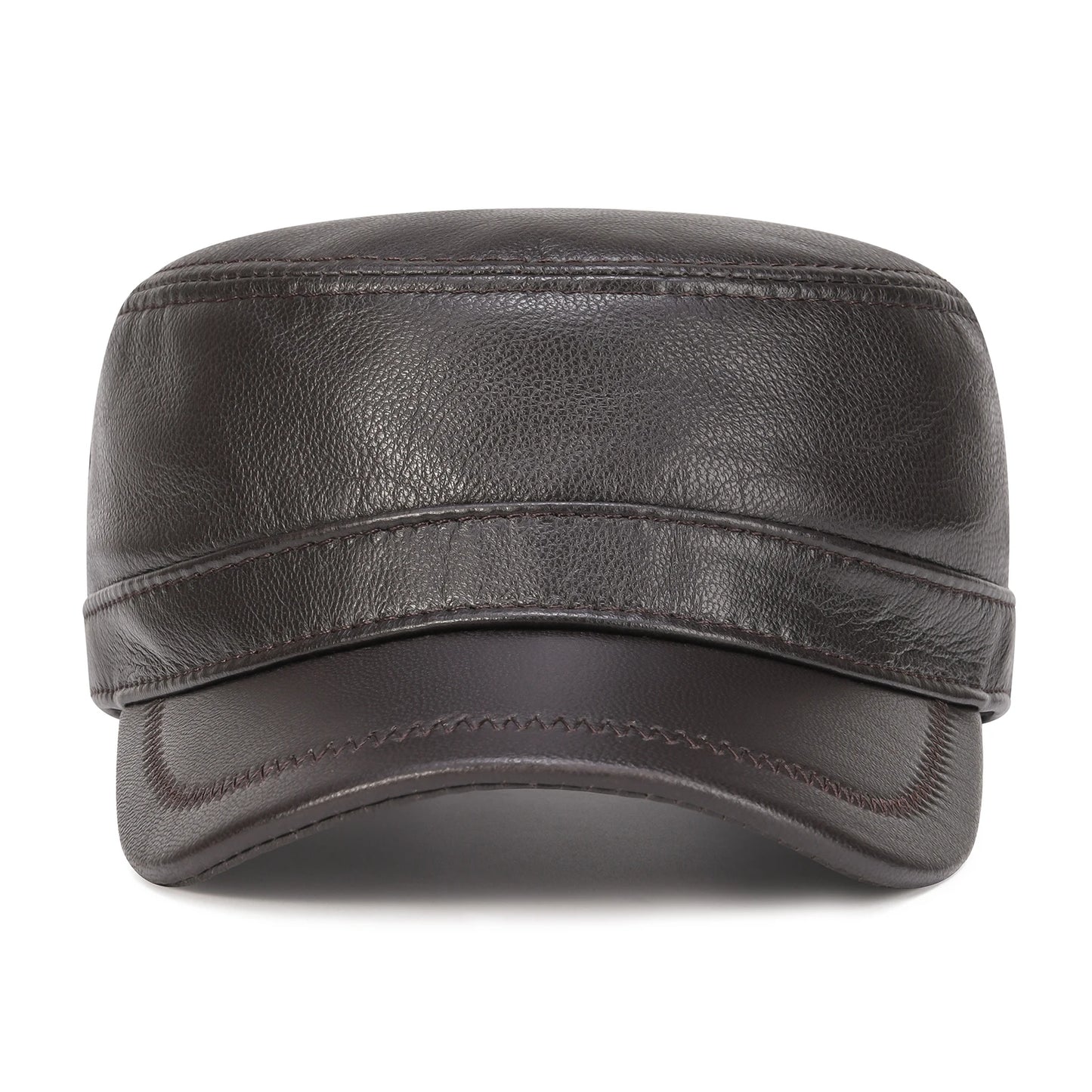 The Wellington | Men's Leather Cadet Flat Top Cap | Urban Caps NZ