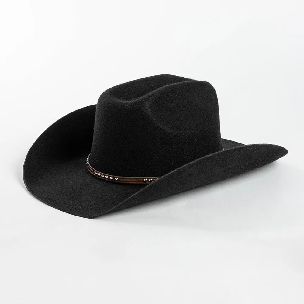 Denton Premium 100% Wool Cowboy Hat – Adjustable Western Felt Hat with Leather Band