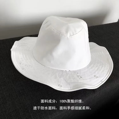 Osborne Wide-Brim Bucket Hat in White-Polyester