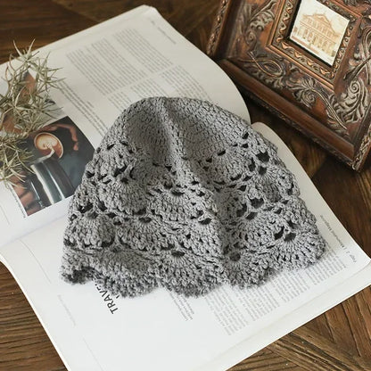 Rosewood Crochet Lace Cap in Grey