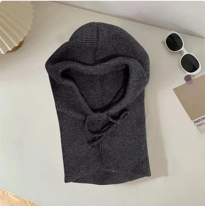 Alpine Knitted Balaclava Hood in Dark Grey