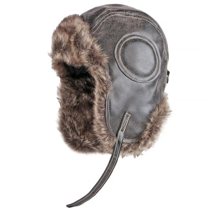 Khatanga Faux Leather Trapper Hat in Coffee