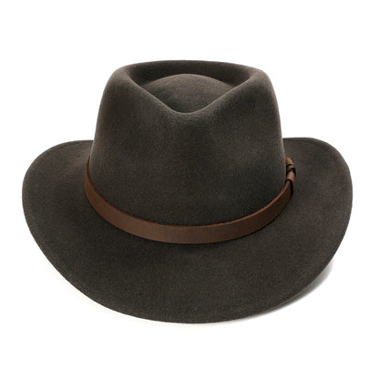 Black Wool Cowboy Fedora Hat – Crushable Outback Felt Hat
