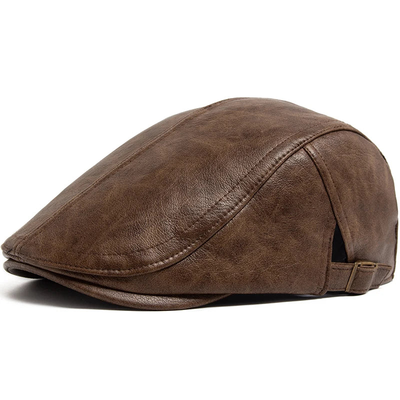 Premium Faux Leather Ivy Cap | English Winter Flat Cap | Urban Caps NZ