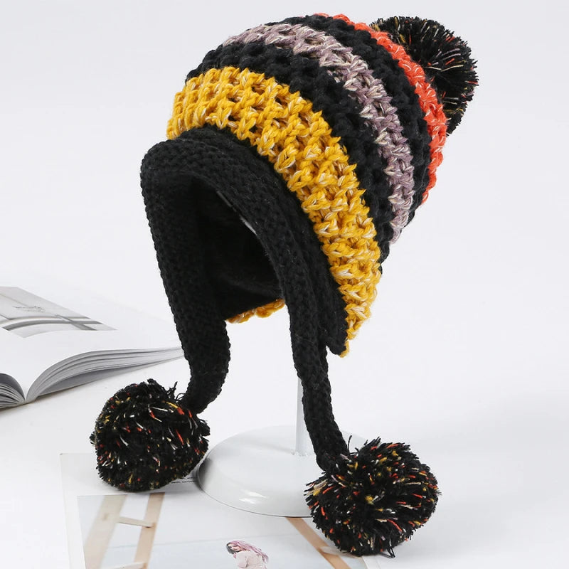 Ipswich Pompom Patchwork Beanie