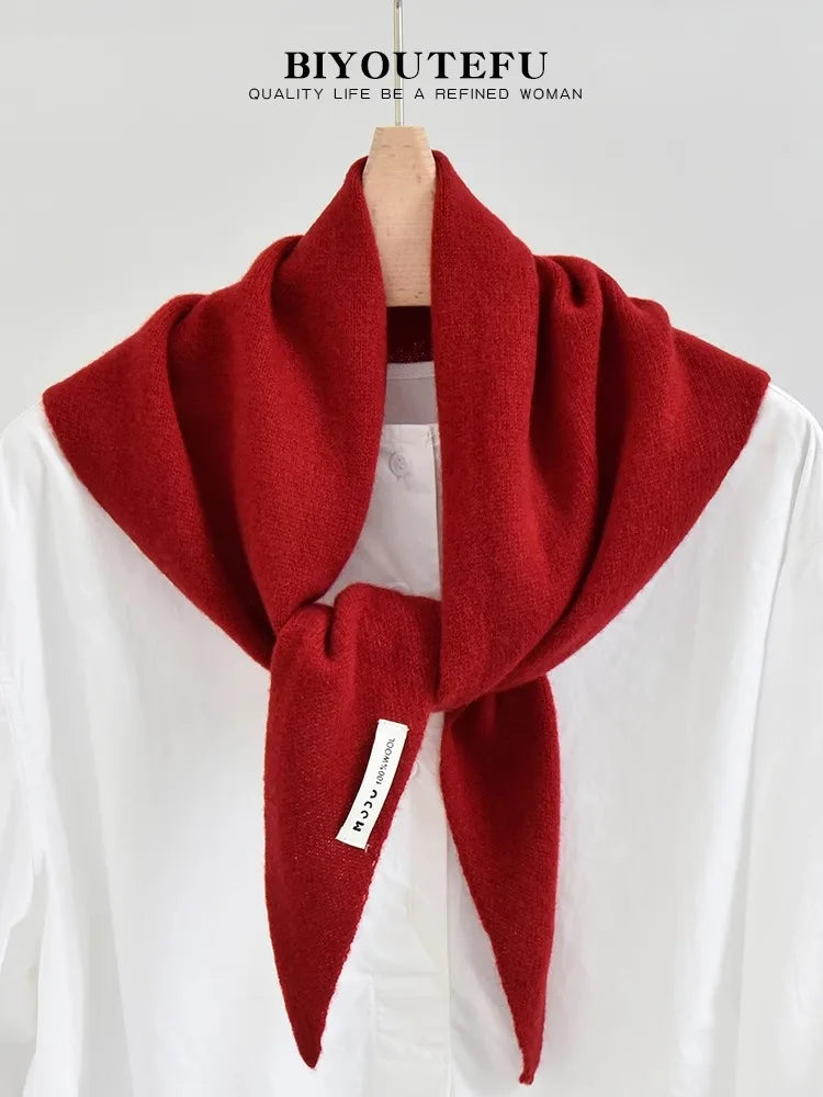 Marlborough Merino Wool Triangle Scarf in Red