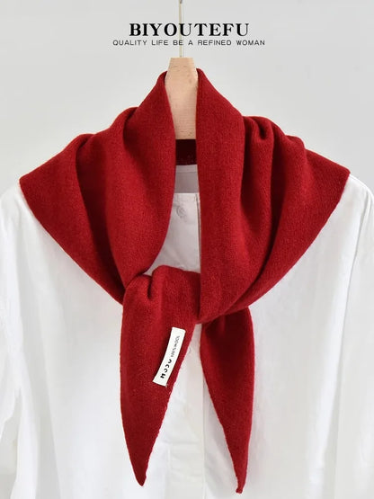 Marlborough Merino Wool Triangle Scarf in Red