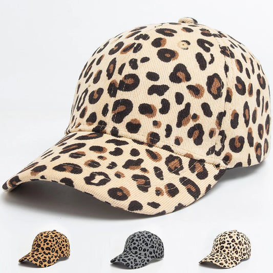Corduroy Leopard Print Baseball Cap | Autumn Sports Cap | Urban Caps NZ