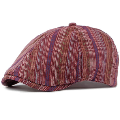Cordoba Striped Artist Beret in Burgundy