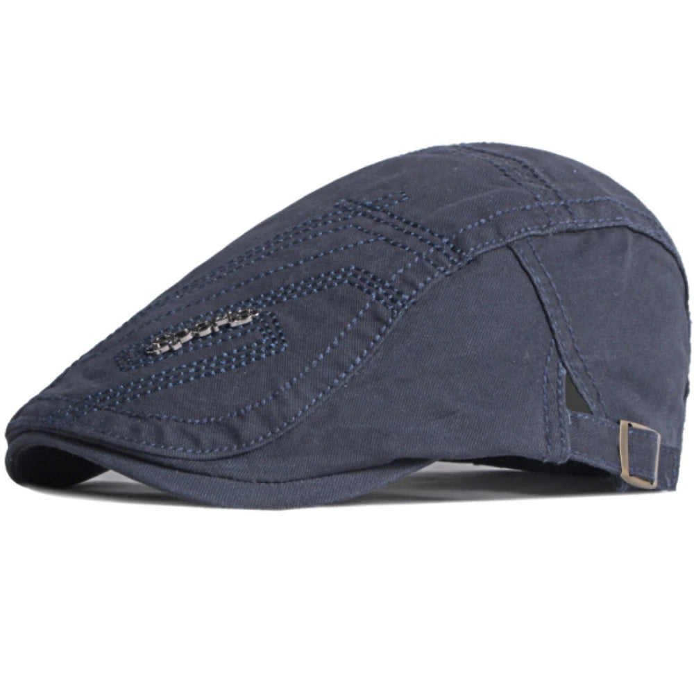 Guildford Letter-Pattern Beret in Navy Blue
