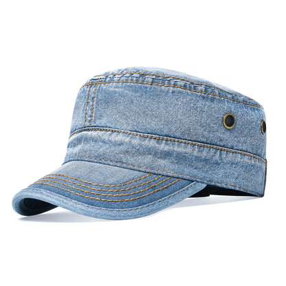 The Stockton | Men's Denim Washed Cotton Flat Top Army Cap | Urban Caps NZ