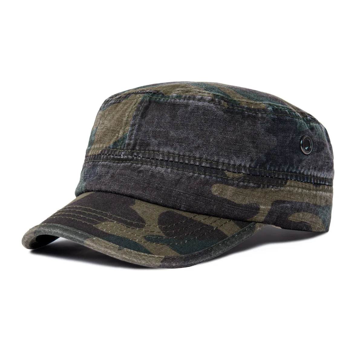The Stockton | Men's Denim Washed Cotton Flat Top Army Cap | Urban Caps NZ