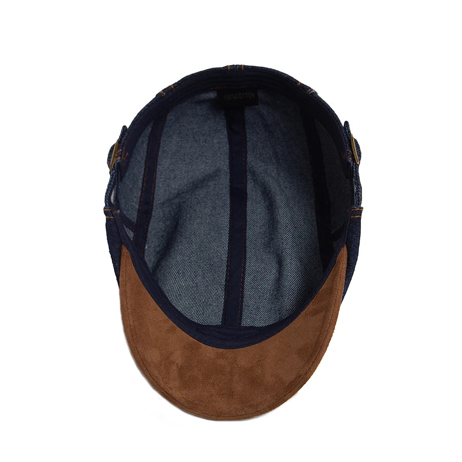 Brown Patchwork Ivy Cap | Retro Country Flat Hat | Urban Caps NZ
