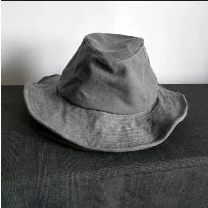 Osborne Wide-Brim Bucket Hat in Grey-Cotton