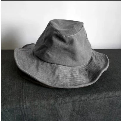 Osborne Wide-Brim Bucket Hat in Grey-Cotton