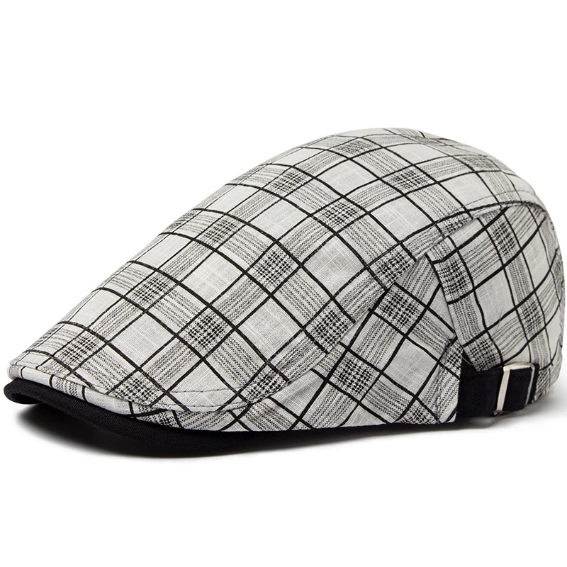 Thin Plaid Linen Ivy Cap | Country Summer Flat Cap | Urban Caps NZ