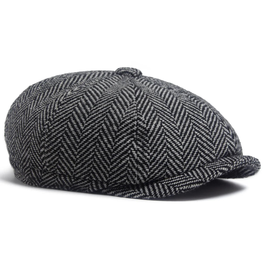 Retro Herringbone Newsboy Cap | Warm British Cap | Urban Caps NZ