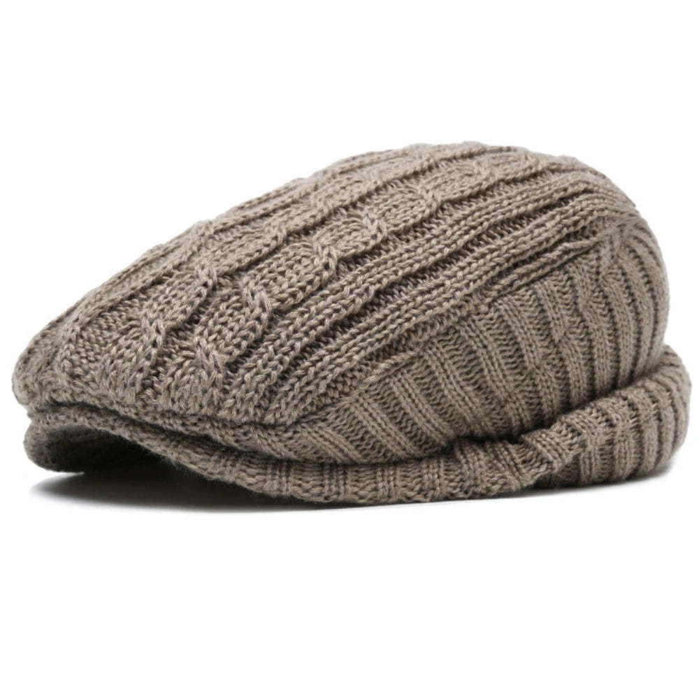 Appleby Knitted Earflap Beret in Khaki
