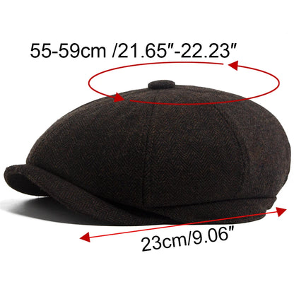 Herringbone Octagonal Newsboy Cap | British Winter Cap | Urban Caps NZ