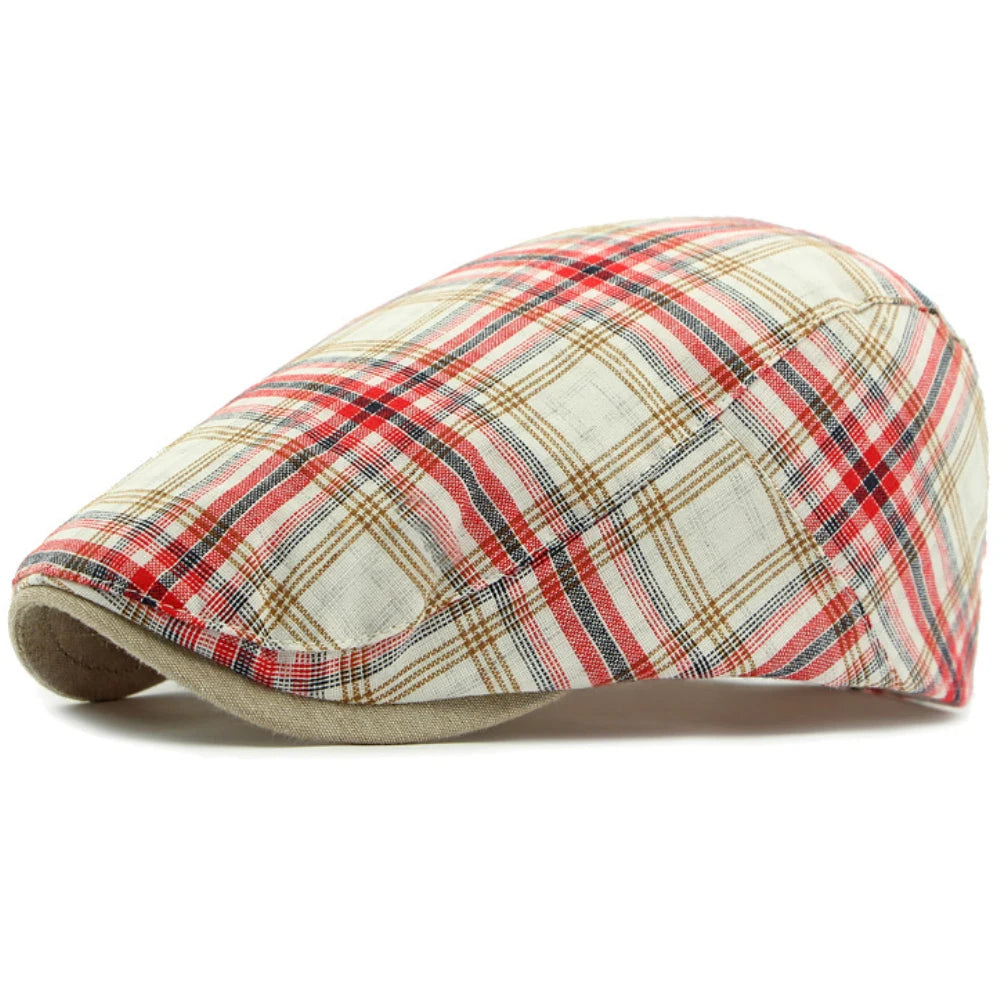 Lincoln Plaid Artist Beret in Red