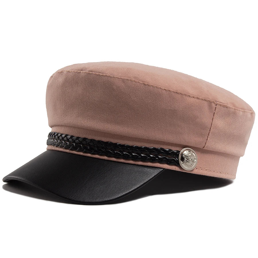 PU Leather Brim Ivy Cap | Luxury Soft Cloth Flat Cap | Urban Caps NZ