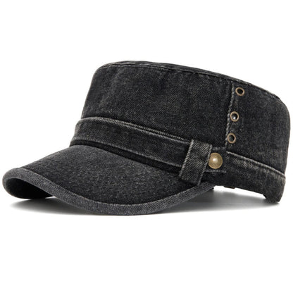 Marylebone Denim Cadet Cap in Black
