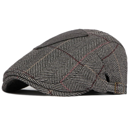 Braemar Plaid Wool Beret in Grey