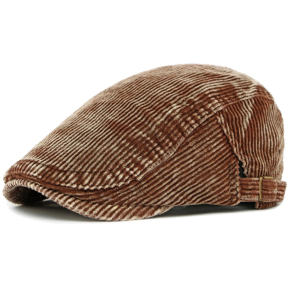 Derby Corduroy Patchwork Beret in Coffee