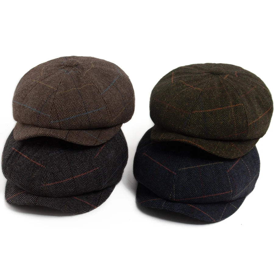Herringbone Wool Newsboy Cap | British Heritage Cap | Urban Caps NZ