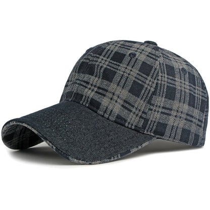 Richmond Plaid Snapback Cap in Navy Blue