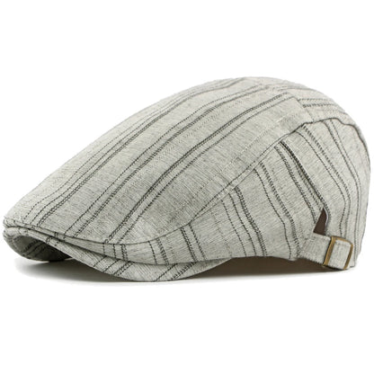 Padstow Striped Sun Beret in Light Grey