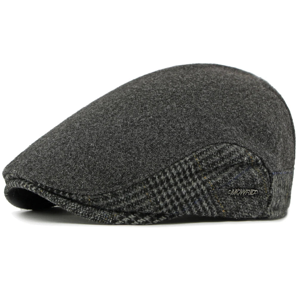 Salamanca Wool Patchwork Beret in Dark Grey
