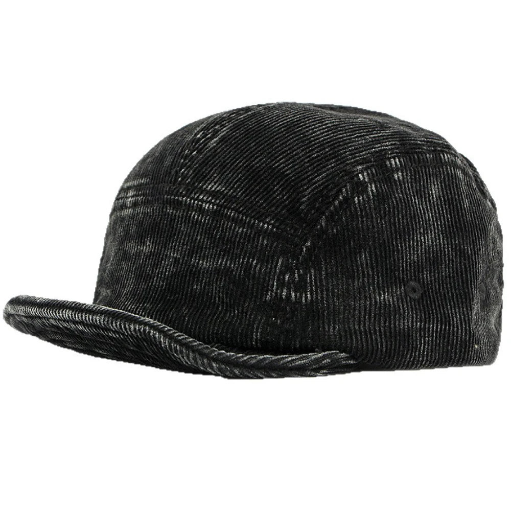 Battersea Corduroy Soft-Top Cap in Black