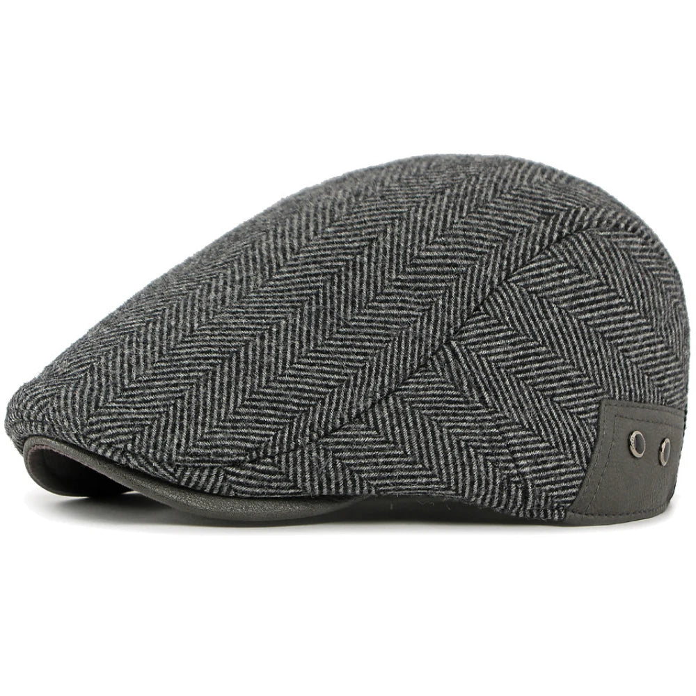 Nice Striped Earflap Beret in Gray