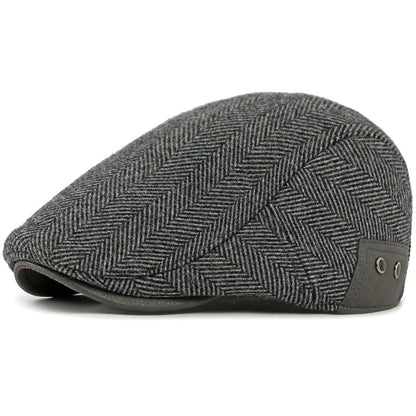 Nice Striped Earflap Beret in Gray