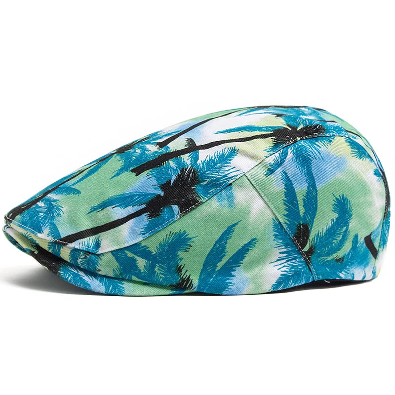 Print Cotton Ivy Cap | Riviera Summer Flat Cap | Urban Caps NZ